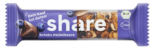 Share Bio Nussriegel Schoko & Meersalz – Veganer Snack für unterwegs – Mandeln und Haselnüsse ohne Palmöl