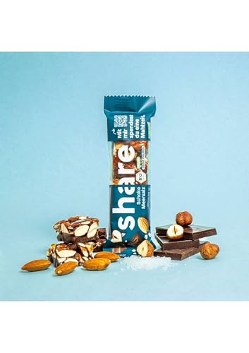Share Bio Nussriegel Schoko & Meersalz – Veganer Snack für unterwegs – Mandeln und Haselnüsse ohne Palmöl
