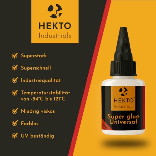 Hekto Industrial 2x 30g Sekundenkleber | extrem stark & hitzebeständig für Werkstatt & Technik