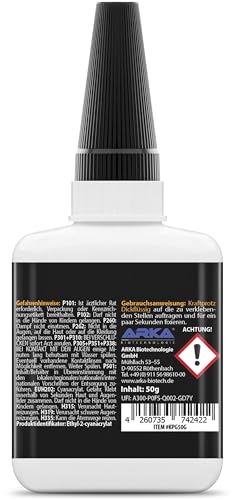 KRAFTPROTZ Sekundenkleber flüssig – 50g Superkleber für Holz, Glas, Metall – wasserfest & hitzebeständig, ideal für präz