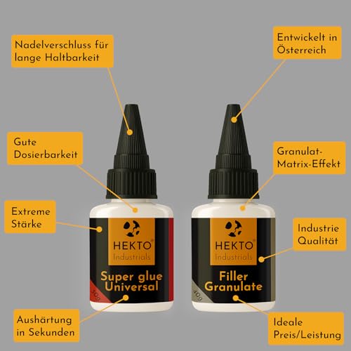 Hekto Industrial 2x 30g Sekundenkleber | extrem stark & hitzebeständig für Werkstatt & Technik