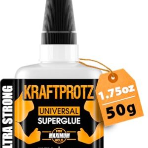 KRAFTPROTZ Sekundenkleber flüssig – 50g Superkleber für Holz, Glas, Metall – wasserfest & hitzebeständig, ideal für präz
