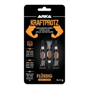 KRAFTPROTZ Sekundenkleber Flüssig 3×1 g – präzise Mini-Dosierung für Modellbau, Glas & Holz – dünnflüssig & sauber