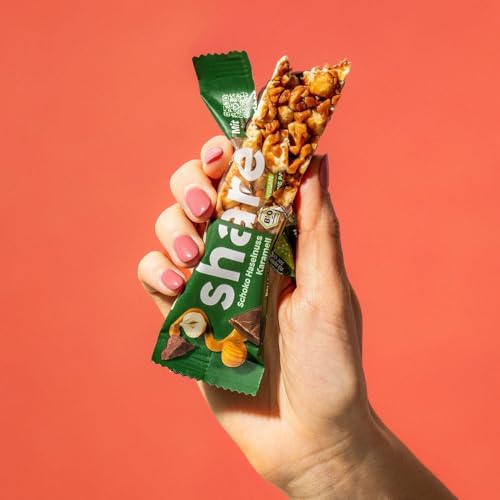 Share Bio Nussriegel Schoko & Meersalz – Veganer Snack für unterwegs – Mandeln und Haselnüsse ohne Palmöl