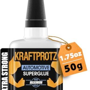 KRAFTPROTZ Sekundenkleber Gel für KFZ & Motorrad – 50g extra starker, hitzebeständiger und wasserfester Kleber für Repar