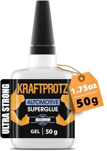 KRAFTPROTZ Sekundenkleber Gel für KFZ & Motorrad – 50g extra starker, hitzebeständiger und wasserfester Kleber für Repar