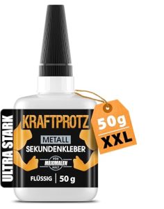 ARKA KRAFTPROTZ Sekundenkleber für Metall – 50g extra starker, hitzebeständiger Superkleber für dauerhafte Verbindungen