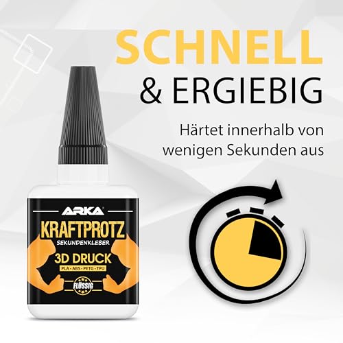 Arka 3D Druck Superkleber 2x 50g | Extra Stark & Wasserfest | Ideal für PLA, ABS, PETG & TPU
