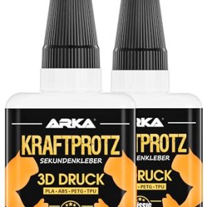 Arka 3D Druck Superkleber 2x 50g | Extra Stark & Wasserfest | Ideal für PLA, ABS, PETG & TPU