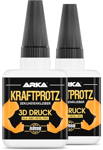 Arka 3D Druck Superkleber 2x 50g | Extra Stark & Wasserfest | Ideal für PLA, ABS, PETG & TPU
