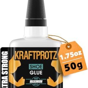 KRAFTPROTZ Schuhkleber extra stark – 50 g wasserfester & hitzebeständiger Sekundenkleber für Leder & Gummi – Ideal für S