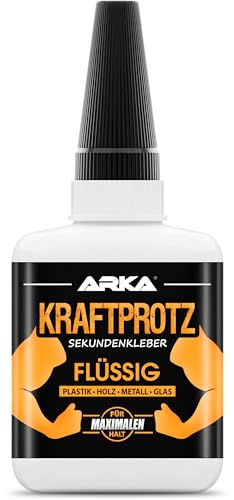 KRAFTPROTZ Sekundenkleber flüssig – 50g Superkleber für Holz, Glas, Metall – wasserfest & hitzebeständig, ideal für präz