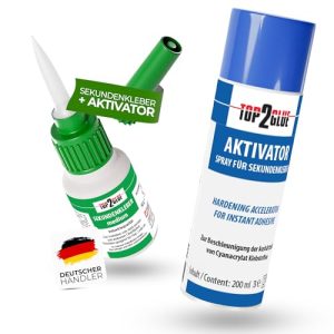 Top2Glue XXL Sekundenkleber Set – Extra starker, wasserfester Aktivator für Metall, Holz, Glas und mehr!
