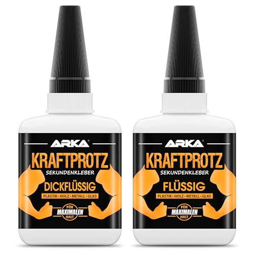 KRAFTPROTZ Sekundenkleber flüssig – 50g Superkleber für Holz, Glas, Metall – wasserfest & hitzebeständig, ideal für präz