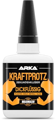 KRAFTPROTZ Sekundenkleber flüssig – 50g Superkleber für Holz, Glas, Metall – wasserfest & hitzebeständig, ideal für präz