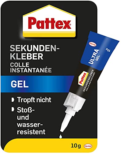Pattex Sekundenkleber Ultra Gel – Extra starker, flexibler Superkleber für Gummi, Leder & Holz, 10g