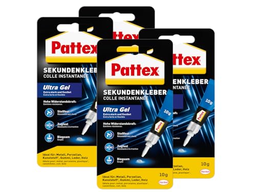 Pattex Sekundenkleber Ultra Gel – Extra starker, flexibler Superkleber für Gummi, Leder & Holz, 10g