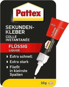Pattex Sekundenkleber Flüssig - spülmaschinenfester Superkleber für schnelle Reparaturen im Haushalt, 10g