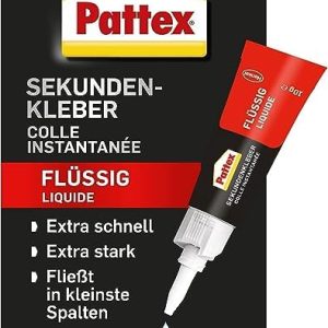 Pattex Sekundenkleber Flüssig - spülmaschinenfester Superkleber für schnelle Reparaturen im Haushalt, 10g