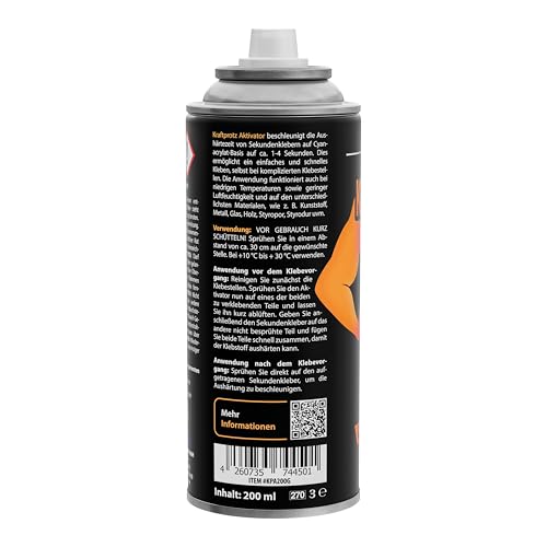 KRAFTPROTZ Aktivator Spray 200 ml – Schneller Aushärtungsbeschleuniger für Sekundenkleber, hitze- & wasserfest, ideal fü