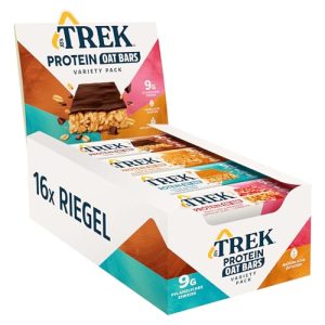JB's TREK Protein Haferriegel Mixbox | Vegane, glutenfreie Snacks für unterwegs | 16 x 50g Riegel