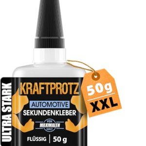 KRAFTPROTZ Sekundenkleber extra stark für KFZ & Motorrad – 50g, wasserfest und hitzebeständig, ideal für GFK, Kunststoff