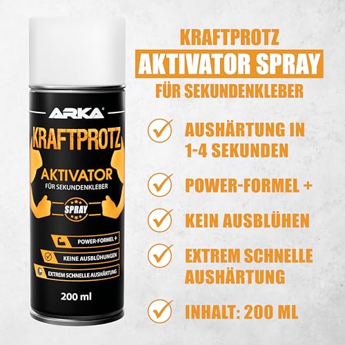 KRAFTPROTZ Aktivator Spray 200 ml – Schneller Aushärtungsbeschleuniger für Sekundenkleber, hitze- & wasserfest, ideal fü