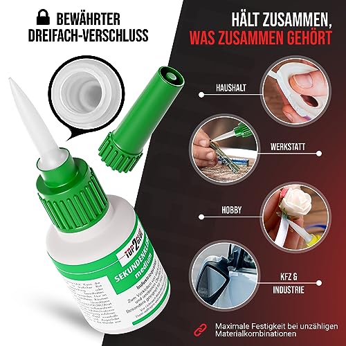Top2Glue Premium Sekundenkleber Set – 3x Wasserfester & Hitzebeständiger Superkleber mit Aktivator Spray für starke Anwe