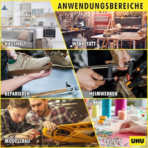 UHU Sekundenkleber extra stark | 3x1g Tuben im Set mit Aufbewahrungsbox | Ideal für Kunststoff, Metall, Holz & Keramik