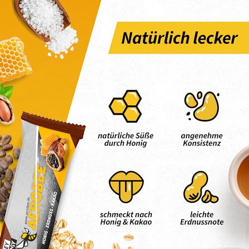 AEROBEE Energieriegel Probierpaket - 4 leckere Sorten ohne Zucker für Wandernahrung & als Mahlzeitenersatz
