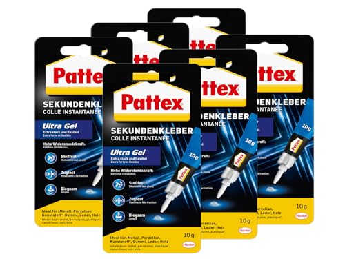 Pattex Sekundenkleber Ultra Gel – Extra starker, flexibler Superkleber für Gummi, Leder & Holz, 10g