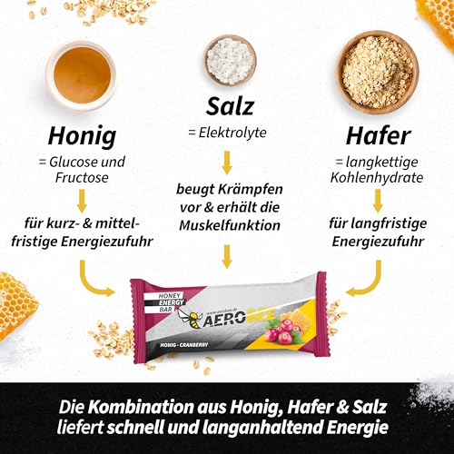 AEROBEE Energieriegel Probierpaket - 4 leckere Sorten ohne Zucker für Wandernahrung & als Mahlzeitenersatz