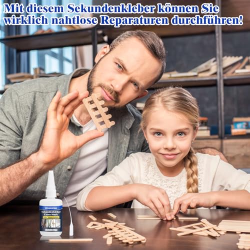 Sekundenkleber Extra Stark 50g – Wasserfest & Hitzebeständig für Holz, Metall, Glas und Kunststoff – Ideal für Alltagsre