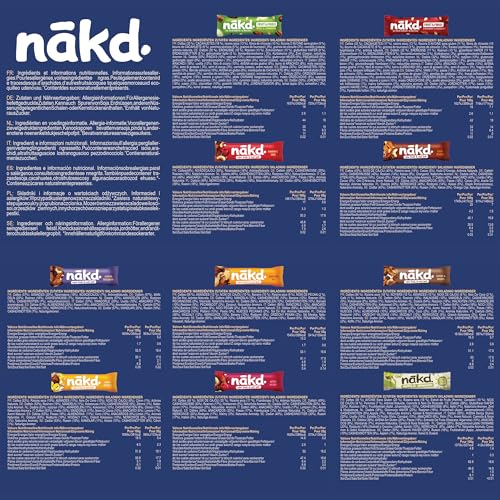 Nakd Riegel - Gesunde Frucht- und Nuss-Snacks für Erwachsene & Kinder, vegan, glutenfrei, ideal für Frühstück (24 Stück)