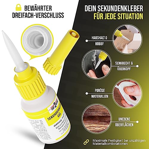 Top2Glue Premium Sekundenkleber Set – 3x Wasserfester & Hitzebeständiger Superkleber mit Aktivator Spray für starke Anwe
