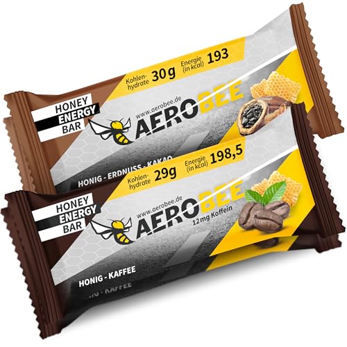 AEROBEE Energieriegel Probierpaket - 4 leckere Sorten ohne Zucker für Wandernahrung & als Mahlzeitenersatz