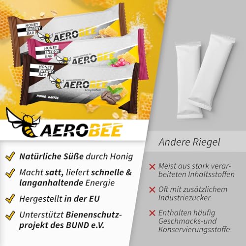 AEROBEE Energieriegel Probierpaket - 4 leckere Sorten ohne Zucker für Wandernahrung & als Mahlzeitenersatz