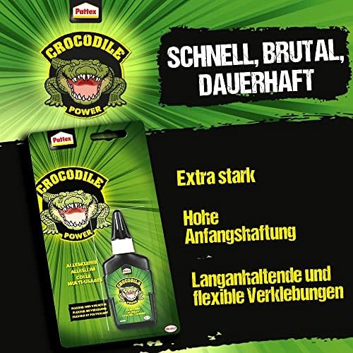 Pattex Crocodile Power Alleskleber, flexibler und starker Kleber für Metall, Holz, Kunststoff – ideal für Heimwerkerproj