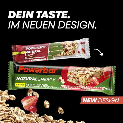 Powerbar - Natürlicher Energieriegel - Erdbeere Cranberry - 18x40g - Vegane Kohlenhydrate mit Magnesium - Palmölfrei für