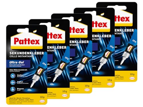 Pattex Sekundenkleber Ultra Gel – Extra starker, flexibler Superkleber für Gummi, Leder & Holz, 10g
