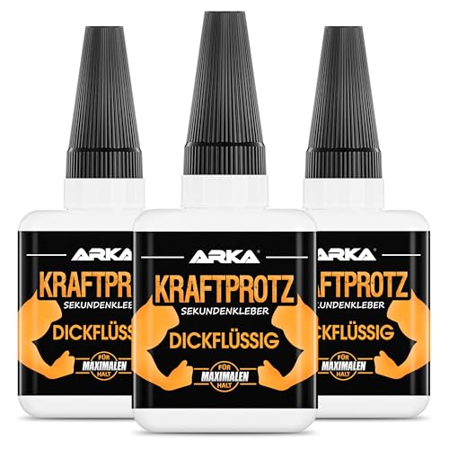KRAFTPROTZ Sekundenkleber extra stark 3x50g | Anti-Austrocknungs-Spitze | Universell für Kunststoff, Holz, Metall & mehr
