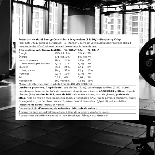 Powerbar - Natürlicher Energieriegel - Erdbeere Cranberry - 18x40g - Vegane Kohlenhydrate mit Magnesium - Palmölfrei für