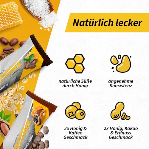 AEROBEE Energieriegel Probierpaket - 4 leckere Sorten ohne Zucker für Wandernahrung & als Mahlzeitenersatz