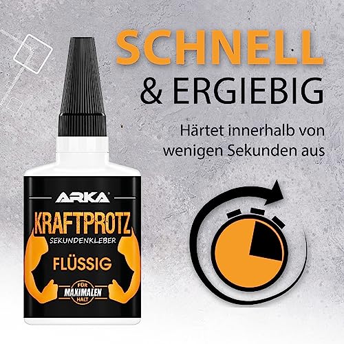 KRAFTPROTZ Sekundenkleber flüssig – 50g Superkleber für Holz, Glas, Metall – wasserfest & hitzebeständig, ideal für präz