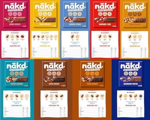 Nakd Riegel - Gesunde Frucht- und Nuss-Snacks für Erwachsene & Kinder, vegan, glutenfrei, ideal für Frühstück (24 Stück)