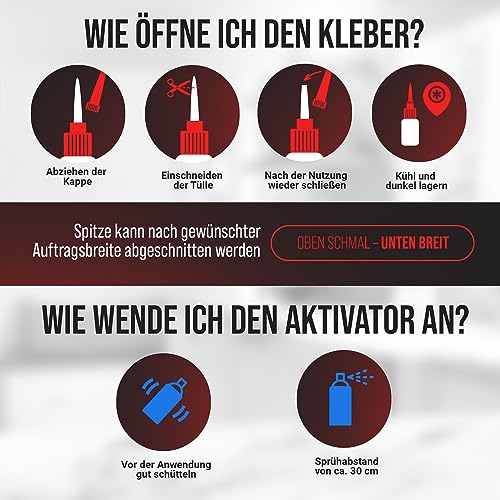 Top2Glue Premium Sekundenkleber Set – 3x Wasserfester & Hitzebeständiger Superkleber mit Aktivator Spray für starke Anwe