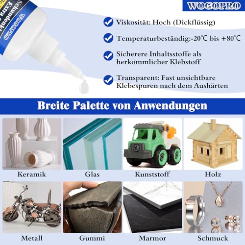 Sekundenkleber Extra Stark 50g – Wasserfest & Hitzebeständig für Holz, Metall, Glas und Kunststoff – Ideal für Alltagsre