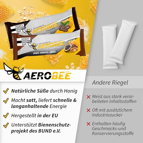 AEROBEE Energieriegel Probierpaket - 4 leckere Sorten ohne Zucker für Wandernahrung & als Mahlzeitenersatz