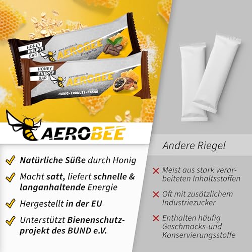 AEROBEE Energieriegel Probierpaket - 4 leckere Sorten ohne Zucker für Wandernahrung & als Mahlzeitenersatz