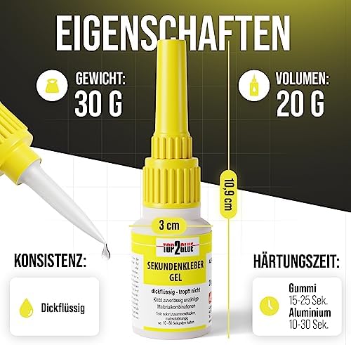 Sekundenkleber GEL - Extra starker, wasserfester & hitzebeständiger Superkleber für plastik, keramik, holz im Haushalt